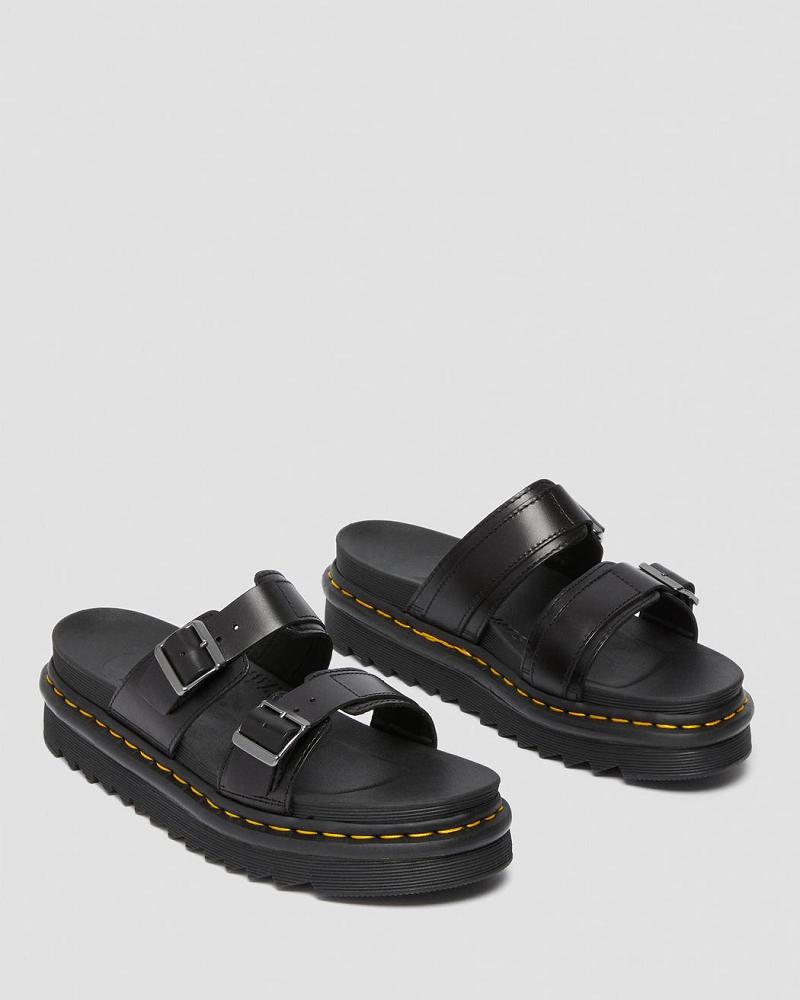 Dr Martens Myles Brando Leren Gesp Sandalen Heren Zwart | NL 173CTV